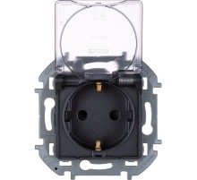 Legrand 673743 Розетка 2К+З IP 44 с откидной крышкой и шторками - немецкий стандарт - 16 А - 250 В~ - INSPIRIA - антрацит