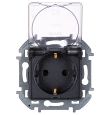 Legrand 673743 Розетка 2К+З IP 44 с откидной крышкой и шторками - немецкий стандарт - 16 А - 250 В~ - INSPIRIA - антрацит