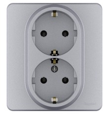 Legrand 673752 Розетка 2 x 2К+З - немецкий стандарт - 16 А - 250 В~ - INSPIRIA - алюминий