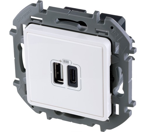 Legrand 673760 Зарядное устройство с двумя USB-разьемами A-C 240В/5В 3000мА - INSPIRIA - белый Legrand 673760 Зарядное устройство с двумя USB-разьемами A-C 240В/5В 3000мА - INSPIRIA - белый