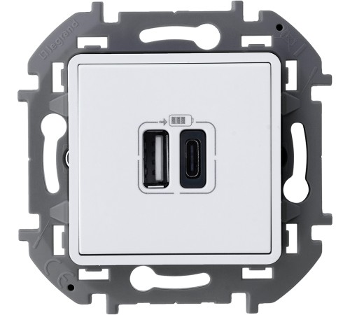Legrand 673760 Зарядное устройство с двумя USB-разьемами A-C 240В/5В 3000мА - INSPIRIA - белый Legrand 673760 Зарядное устройство с двумя USB-разьемами A-C 240В/5В 3000мА - INSPIRIA - белый
