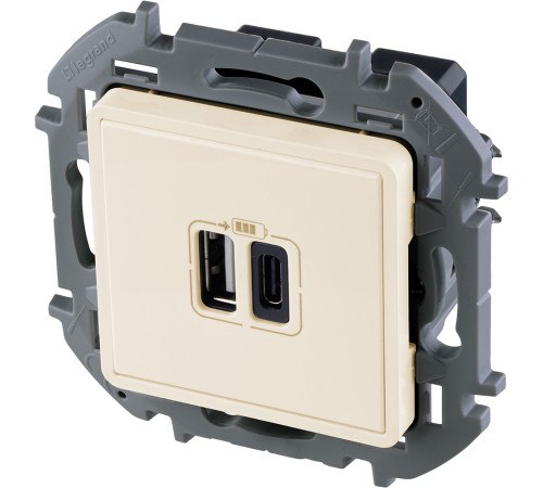 Legrand 673761 Зарядное устройство с двумя USB-разьемами A-C 240В/5В 3000мА - INSPIRIA - слоновая кость Legrand 673761 Зарядное устройство с двумя USB-разьемами A-C 240В/5В 3000мА - INSPIRIA - слоновая кость