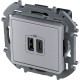 Legrand 673762 Зарядное устройство с двумя USB-разьемами A-C 240В/5В 3000мА - INSPIRIA - алюминий