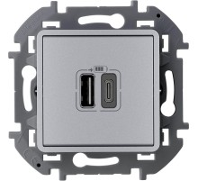 Legrand 673762 Зарядное устройство с двумя USB-разьемами A-C 240В/5В 3000мА - INSPIRIA - алюминий