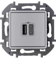 Legrand 673762 Зарядное устройство с двумя USB-разьемами A-C 240В/5В 3000мА - INSPIRIA - алюминий