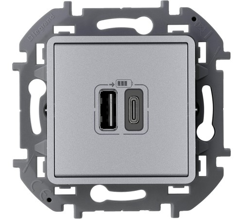 Legrand 673762 Зарядное устройство с двумя USB-разьемами A-C 240В/5В 3000мА - INSPIRIA - алюминий Legrand 673762 Зарядное устройство с двумя USB-разьемами A-C 240В/5В 3000мА - INSPIRIA - алюминий