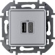 Legrand 673762 Зарядное устройство с двумя USB-разьемами A-C 240В/5В 3000мА - INSPIRIA - алюминий
