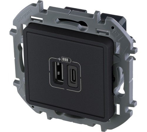 Legrand 673763 Зарядное устройство с двумя USB-разьемами A-C 240В/5В 3000мА - INSPIRIA - антрацит Legrand 673763 Зарядное устройство с двумя USB-разьемами A-C 240В/5В 3000мА - INSPIRIA - антрацит