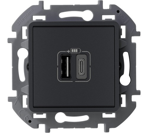 Legrand 673763 Зарядное устройство с двумя USB-разьемами A-C 240В/5В 3000мА - INSPIRIA - антрацит Legrand 673763 Зарядное устройство с двумя USB-разьемами A-C 240В/5В 3000мА - INSPIRIA - антрацит