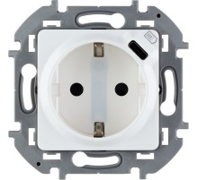 Legrand 673770 Розетка 2К+З немецкий стандарт 16А 250В со встроенным зарядным устройством USB C 1.5А 5В - INSPIRIA - белый