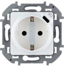 Legrand 673770 Розетка 2К+З немецкий стандарт 16А 250В со встроенным зарядным устройством USB C 1.5А 5В - INSPIRIA - белый