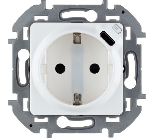 Legrand 673770 Розетка 2К+З немецкий стандарт 16А 250В со встроенным зарядным устройством USB C 1.5А 5В - INSPIRIA - белый