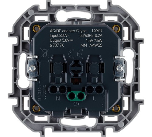 Legrand 673773 Розетка 2К+З немецкий стандарт 16А 250В со встроенным зарядным устройством USB C 1.5А 5В - INSPIRIA - антрацит