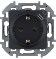 Legrand 673773 Розетка 2К+З немецкий стандарт 16А 250В со встроенным зарядным устройством USB C 1.5А 5В - INSPIRIA - антрацит