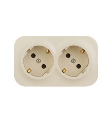 Блок силовая (2розет.) Legrand Quteo (782267) откр. зазем. штор. IP20 слоновая кость