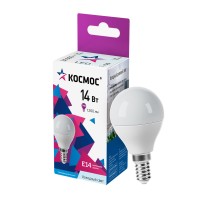 Лампа светодиодная 14Вт Шар 45 E14 6500К 174-265В КОСМОС LkecLED14wGL45E1465