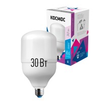 Лампа светодиодная LED 30Вт 220В Е27 D80х135 6500К дневной 2650 лм