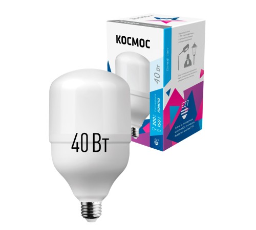 Лампа светодиодная LED 40Вт 220В Е27 D100х189 4500К белый 3650 лм
