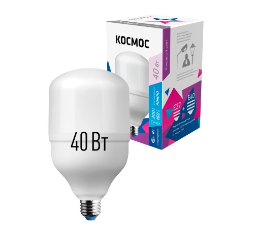 Лампа светодиодная LED 40Вт 220В Е27 D100х189 6500К дневной 3650 лм