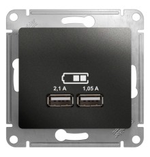 Systeme electric GSL000733 GLOSSA USB РОЗЕТКА,5В/2100мА, 2х5В/1050мА, механизм, АНТРАЦИТ