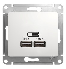 Systeme electric GSL000133 GLOSSA USB РОЗЕТКА, 5В/2100мА, 2х5В/1050мА, механизм, БЕЛЫЙ