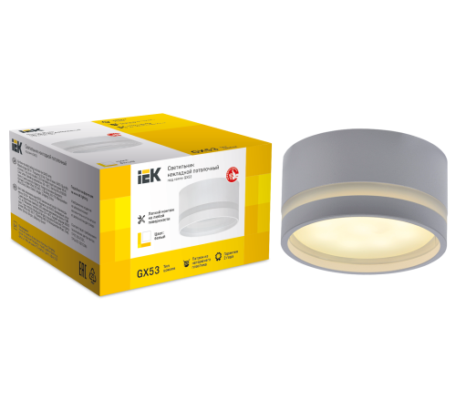 LIGHTING Светильник 4032 накладной потолочный под лампу GX53 белый IEK LIGHTING Светильник 4032 накладной потолочный под лампу GX53 белый IEK