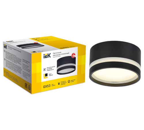 LIGHTING Светильник 4032 накладной потолочный под лампу GX53 черный IEK LIGHTING Светильник 4032 накладной потолочный под лампу GX53 черный IEK