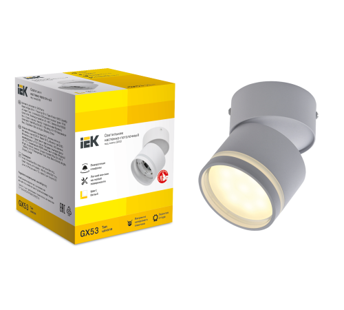 LIGHTING Светильник 4034 настенно-потолочный под лампу GX53 белый IEK LIGHTING Светильник 4034 настенно-потолочный под лампу GX53 белый IEK