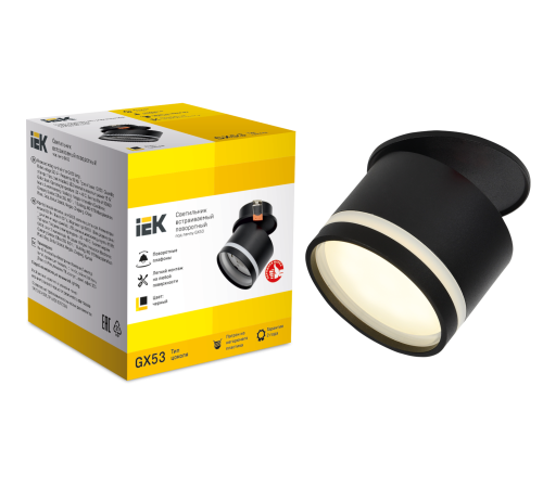 LIGHTING Светильник 4033 встраиваемый поворотный под лампу GX53 черный IEK LIGHTING Светильник 4033 встраиваемый поворотный под лампу GX53 черный IEK