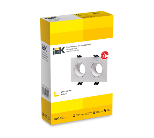 LIGHTING Светильник 4102 встраиваемый под лампу 2хMR16 квадрат пластиковый белый IEK LIGHTING Светильник 4102 встраиваемый под лампу 2хMR16 квадрат пластиковый белый IEK