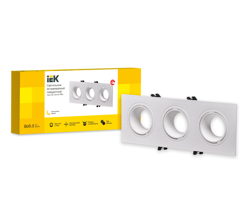 LIGHTING Светильник 4103 встраиваемый под лампу 3хMR16 квадрат пластиковый белый IEK LIGHTING Светильник 4103 встраиваемый под лампу 3хMR16 квадрат пластиковый белый IEK