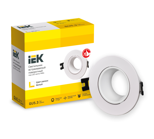LIGHTING Светильник 4104 встраиваемый под лампу MR16 круг пластиковый белый IEK LIGHTING Светильник 4104 встраиваемый под лампу MR16 круг пластиковый белый IEK
