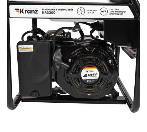 Kranz KR-16-1133 Генератор бензиновый KR3300, 3,3кВт, 230В, 15л, ручной стартер Kranz KR-16-1133 Генератор бензиновый KR3300, 3,3кВт, 230В, 15л, ручной стартер