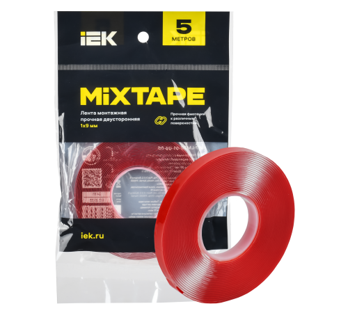 MIXTAPE PRO Лента монтажная прочная двусторонняя 1х9мм 5м IEK MIXTAPE PRO Лента монтажная прочная двусторонняя 1х9мм 5м IEK