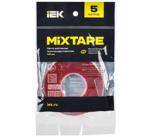 MIXTAPE PRO Лента монтажная прочная двусторонняя 1х9мм 5м IEK MIXTAPE PRO Лента монтажная прочная двусторонняя 1х9мм 5м IEK