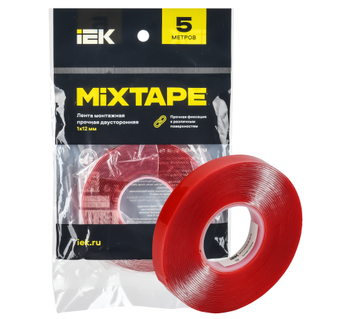 MIXTAPE PRO Лента монтажная прочная двусторонняя 1х12мм 5м IEK MIXTAPE PRO Лента монтажная прочная двусторонняя 1х12мм 5м IEK
