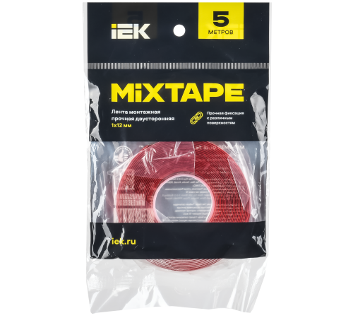 MIXTAPE PRO Лента монтажная прочная двусторонняя 1х12мм 5м IEK MIXTAPE PRO Лента монтажная прочная двусторонняя 1х12мм 5м IEK