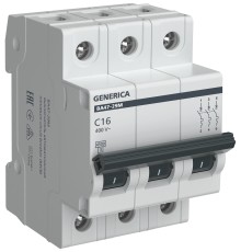 Авт. выкл. ВА47-29М 3P 16А 4,5кА C GENERICA IEK MVA21-3-016-C-G