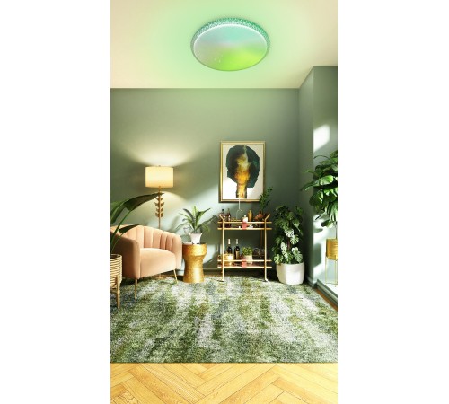 Светильник светодиодный ДБО-75 настенно-потолочный управляемый MYSTERY RGB 230В 3000-6500K 6000Лм 495x85мм с RGB подсветкой