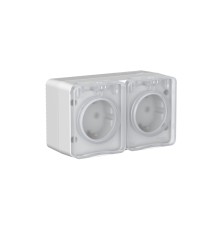 AtlasDesign PROFI IP54 открытой установки розетка двойная с з/к со шторками 16А, серый