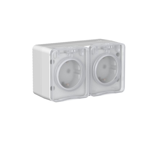 AtlasDesign PROFI IP54 открытой установки розетка двойная с з/к со шторками 16А, серый