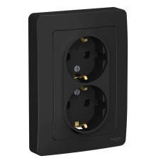 Systeme electric BLNRS001026 BLANCA С/У РОЗЕТКА двойная с заземлением без шторок, 16А, 250В, АНТРАЦИТ