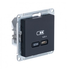 Systeme electric ATN001027 ATLASDESIGN USB РОЗЕТКА тип-C 65W высокоскор.заряд. QC, PD, механизм, КАРБОН