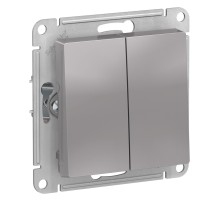 ATLASDESIGN AQUA выключатель двухклавишный, IP44, сх.5, 10АХ, механизм, АЛЮМИНИЙ
