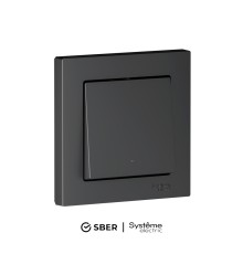 ATLASDESIGN SMART 1-кл. ВЫКЛЮЧАТЕЛЬ с подсв., Zigbee, сх.1, L+N, 10А, мех., КАРБОН