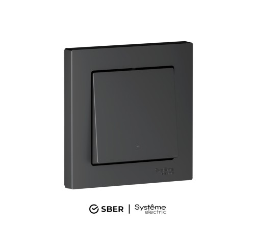 ATLASDESIGN SMART 1-кл. ВЫКЛЮЧАТЕЛЬ с подсв., Zigbee, сх.1, L+N, 10А, мех., КАРБОН