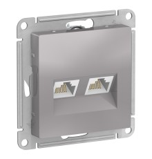Systeme electric ATN000385 ATLASDESIGN РОЗЕТКА двойная компьютерная RJ45+RJ45, кат.5E, механизм, АЛЮМИНИЙ