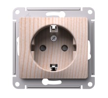 GLOSSA розетка с заземлением со шторками, 16А, механизм, сосна