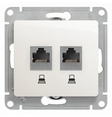 Systeme electric GSL000685KK GLOSSA РОЗЕТКА двойная компьютерная RJ45+RJ45, кат.5E, механизм,ПЕРЛАМУТР