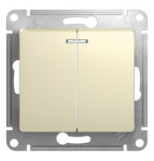 Systeme electric GSL000253 GLOSSA 2-клавишный ВЫКЛЮЧАТЕЛЬ с подсветкой, сх.5а, 10АХ, механизм, БЕЖЕВЫЙ